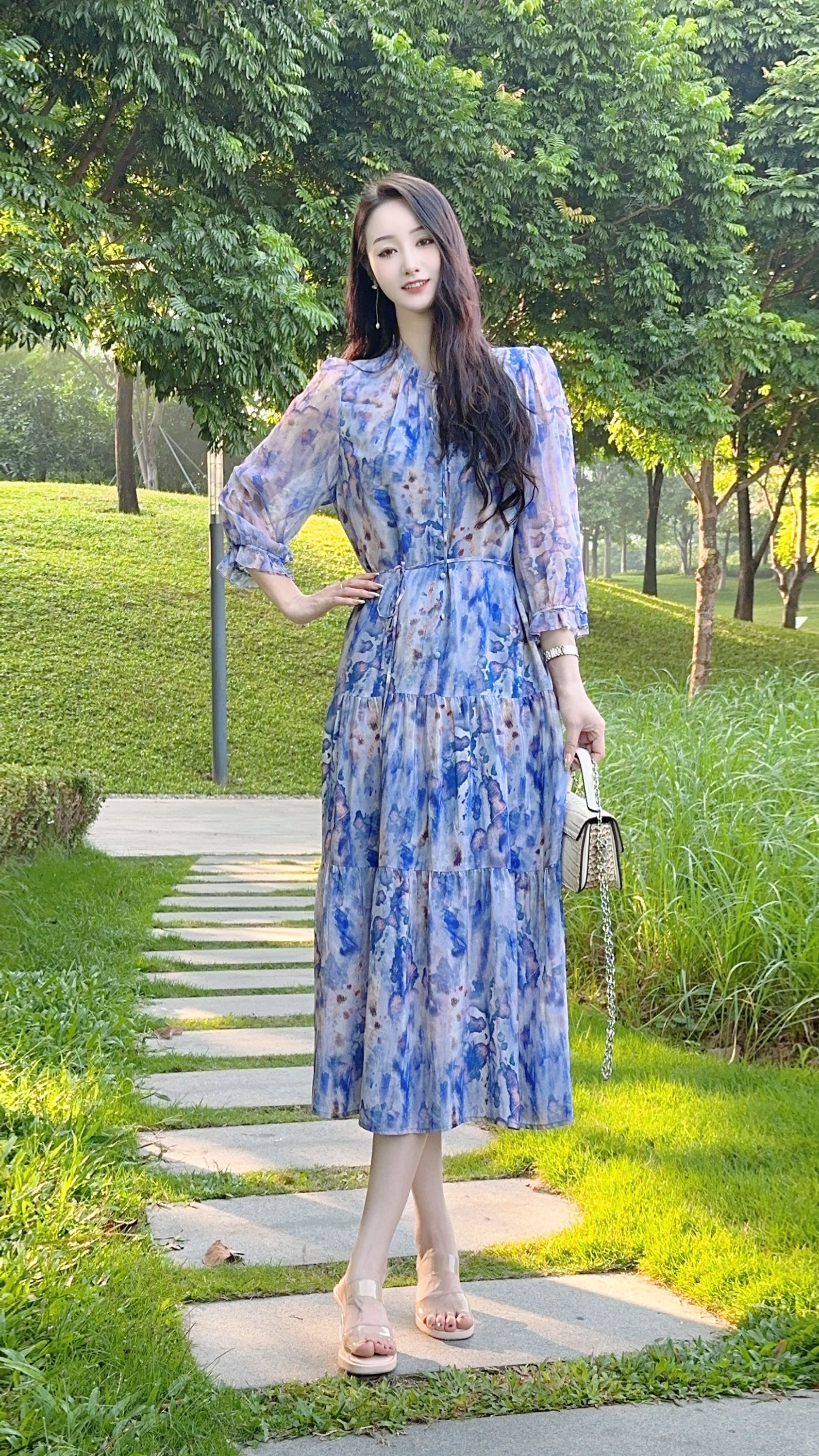 【2539月白风清】2025新款桑蚕丝法式典雅显瘦气质连衣裙116