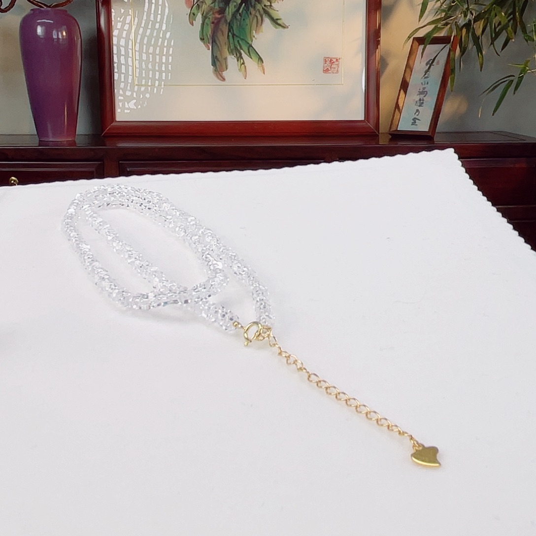 水晶颈饰银S925镶嵌水晶4.5