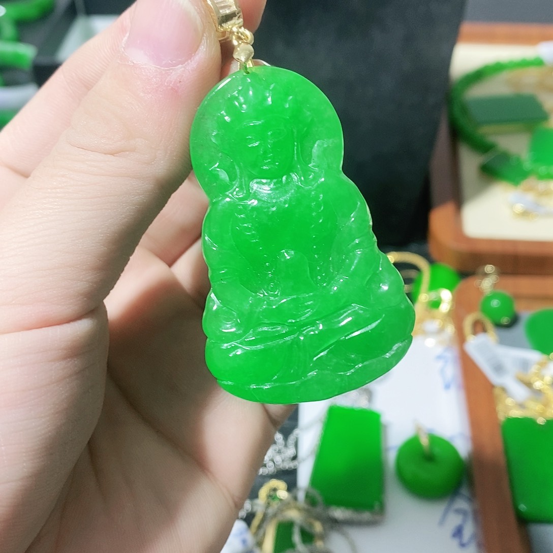 翡翠颈饰14K金镶嵌吊坠