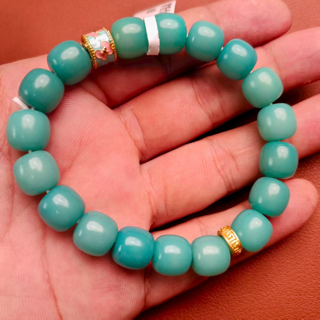 JG0078-湖水蓝菩提桶珠（无礼盒）