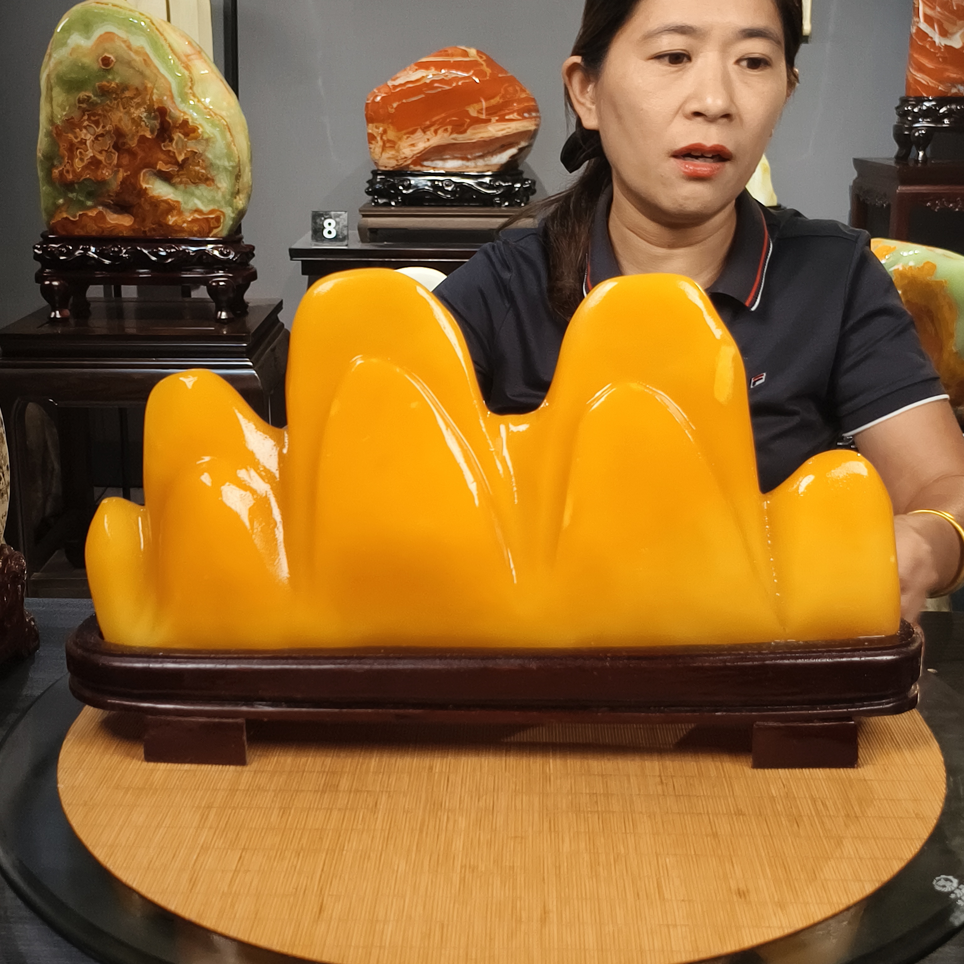 奇石摆件工艺品博古架玄关客厅书房摆设泰山石