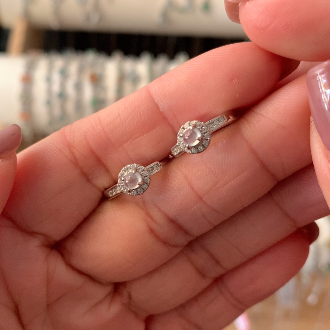 翡翠银S925镶嵌耳饰耳扣