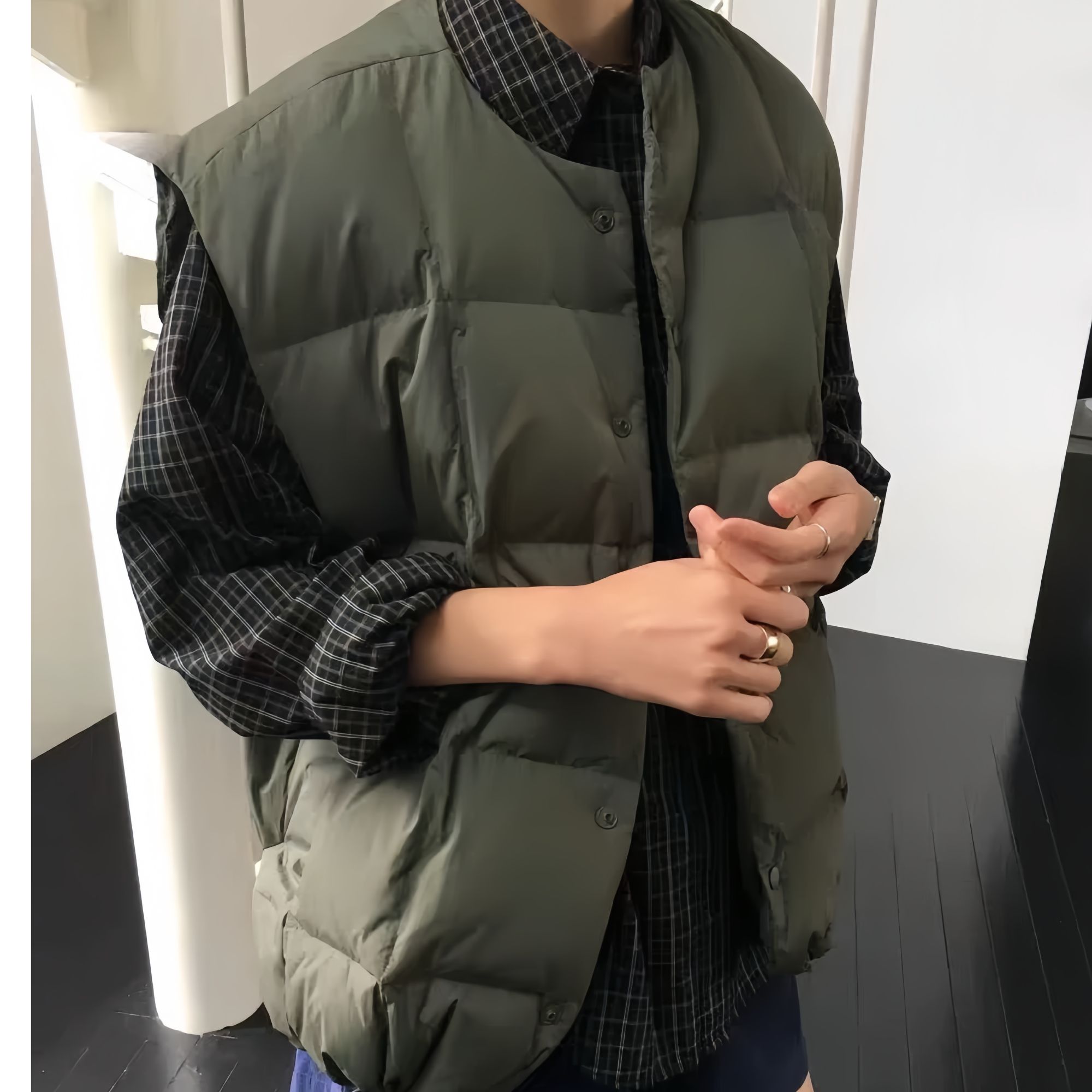 25冬季韩国东大门新款宽松外穿背心无袖selfservice白鸭绒马甲