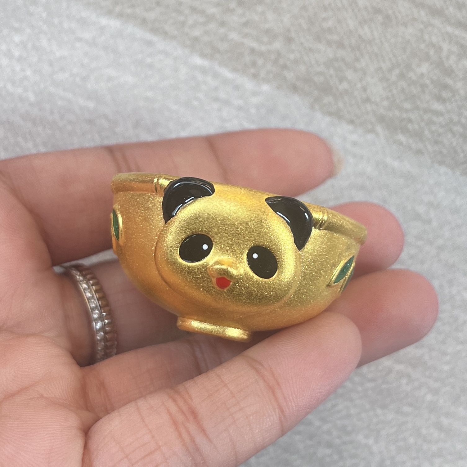 【周大璞黄金】足金999熊猫餐具黄金摆件收藏摆放
