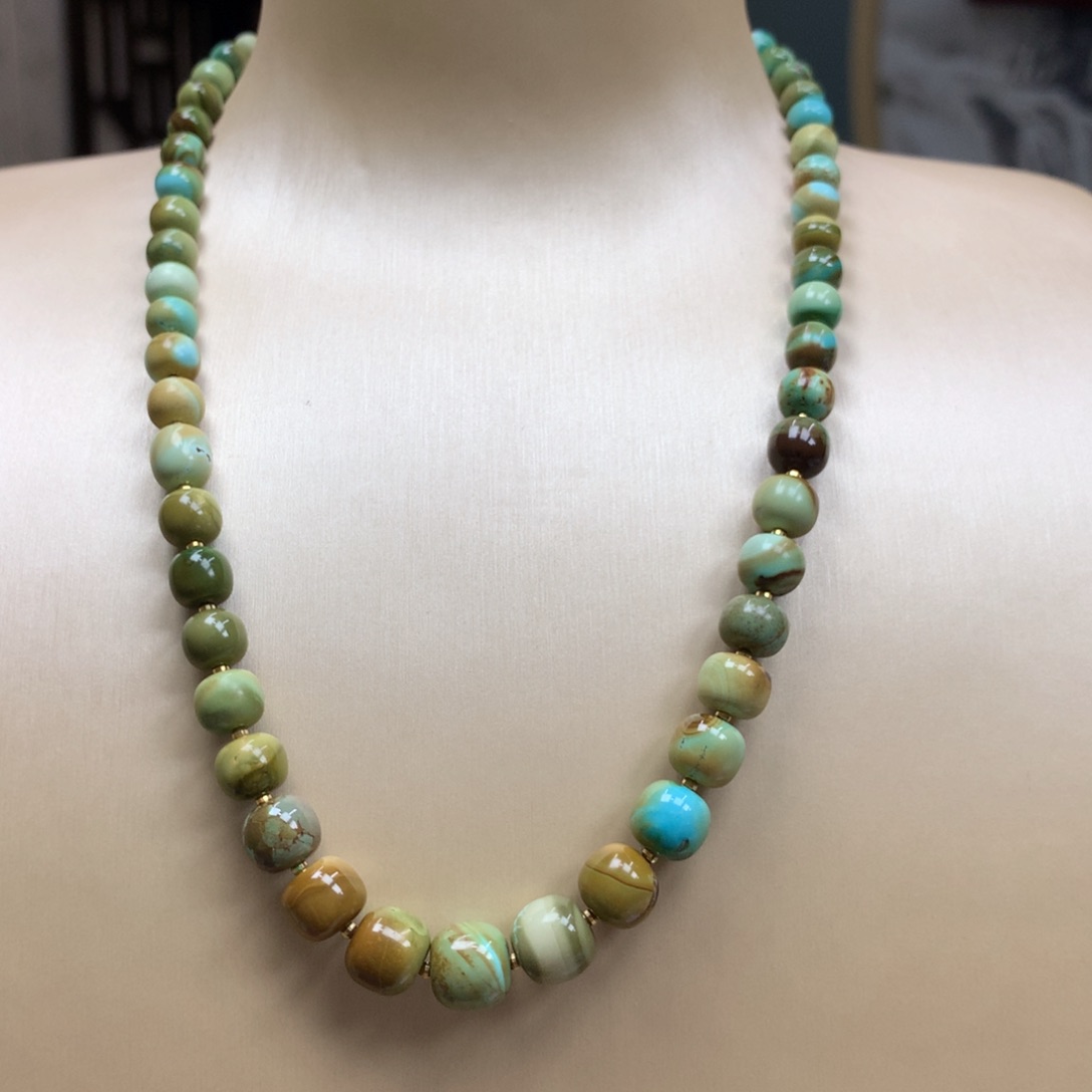 绿松石长链18K金镶嵌