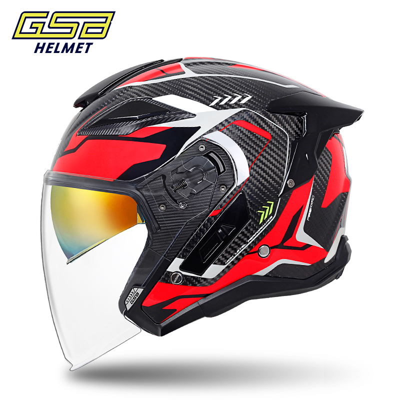 清仓捡漏GSB摩托车头盔S278双镜片半覆式四分之三机车摩旅半盔