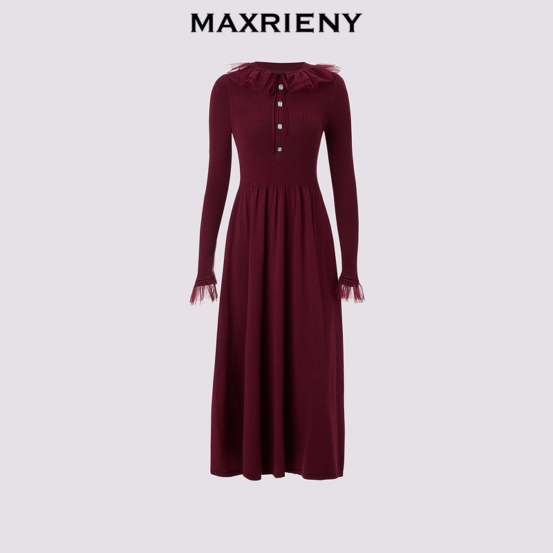 【芊芊专属】MAXRIENY气质针织连衣裙长袖长款秋冬修身显瘦女装时尚