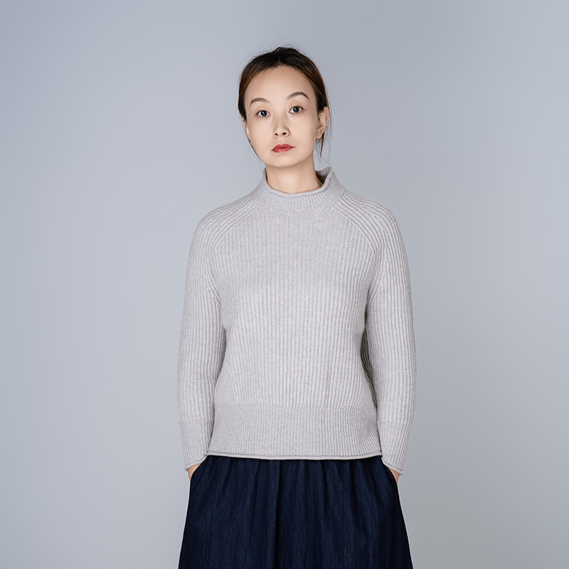 婉牧女圆领双元宝混纺保暖长袖羊绒衫百搭女士纯色秋冬打底羊毛衫