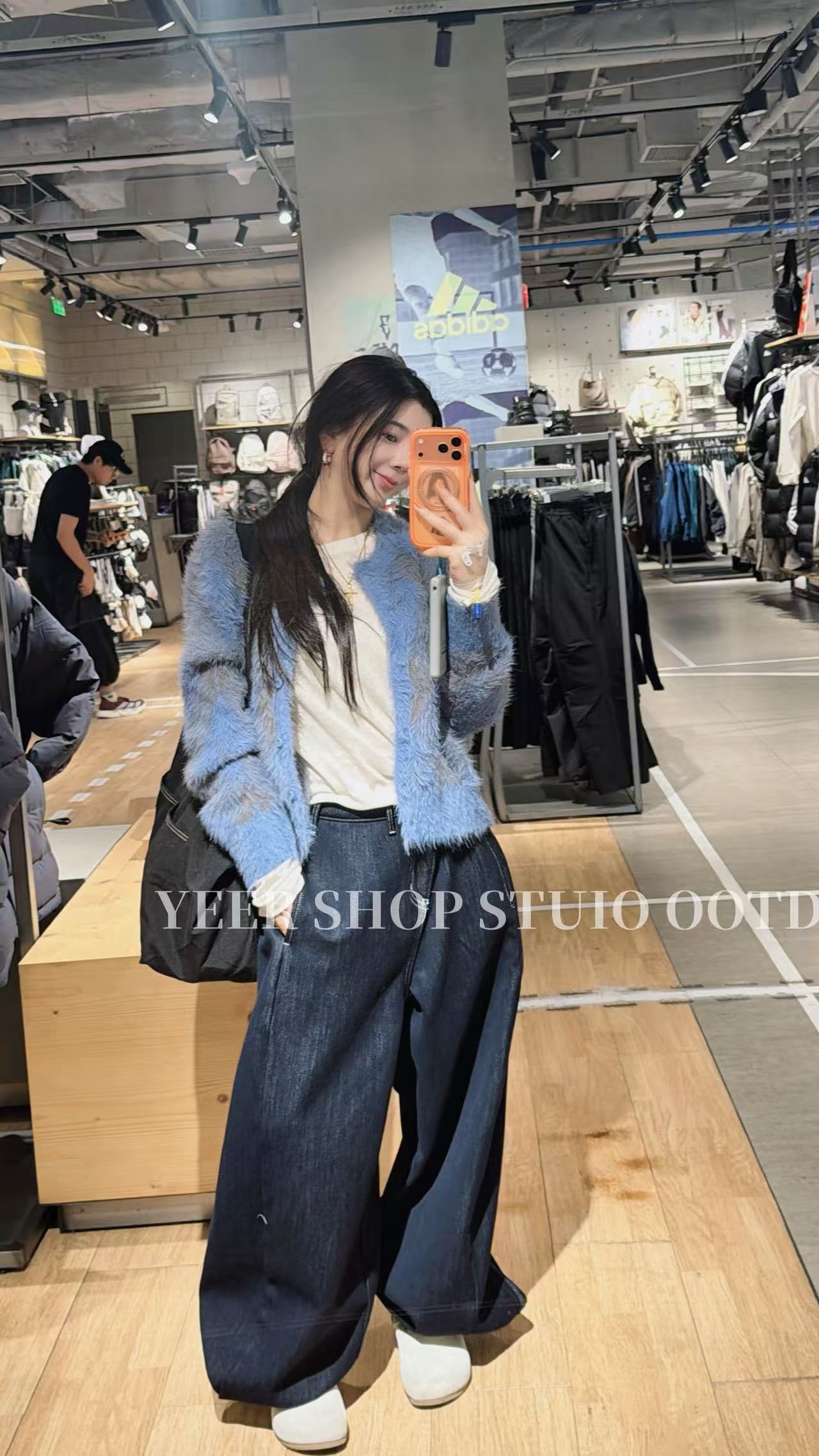 YEER·SHOP【蓝调晕染~】爷儿冬季新款小众设计蓝灰晕染毛衣开衫