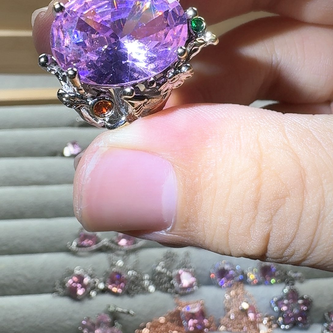 芙蓉石戒指银S925镶嵌