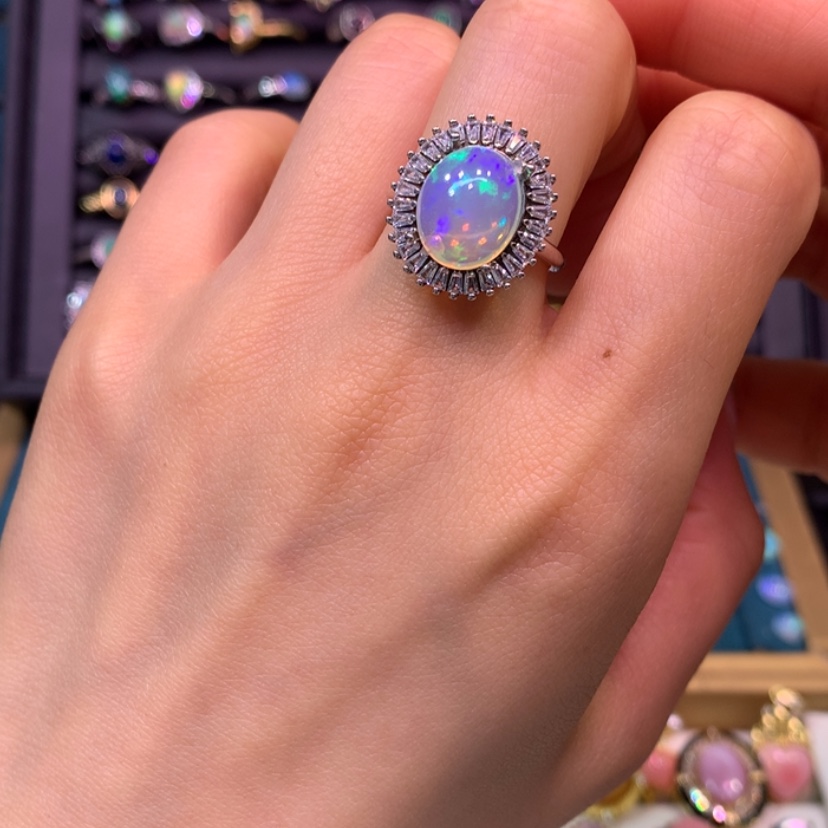 【闪购商品】欧泊戒指裸石定制不退不换银S925镶嵌