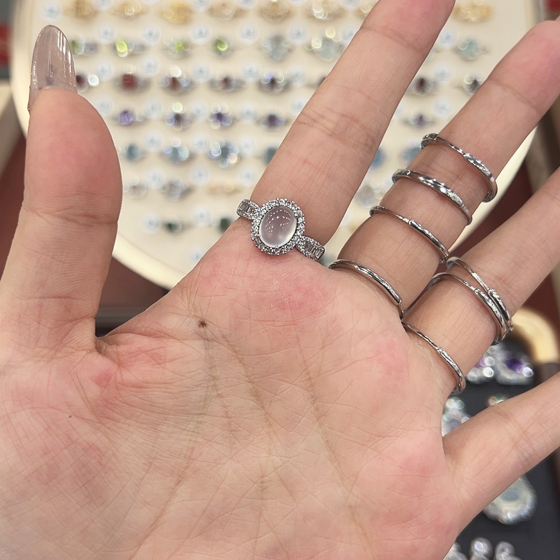 k***y烟晶戒指银S925镶嵌