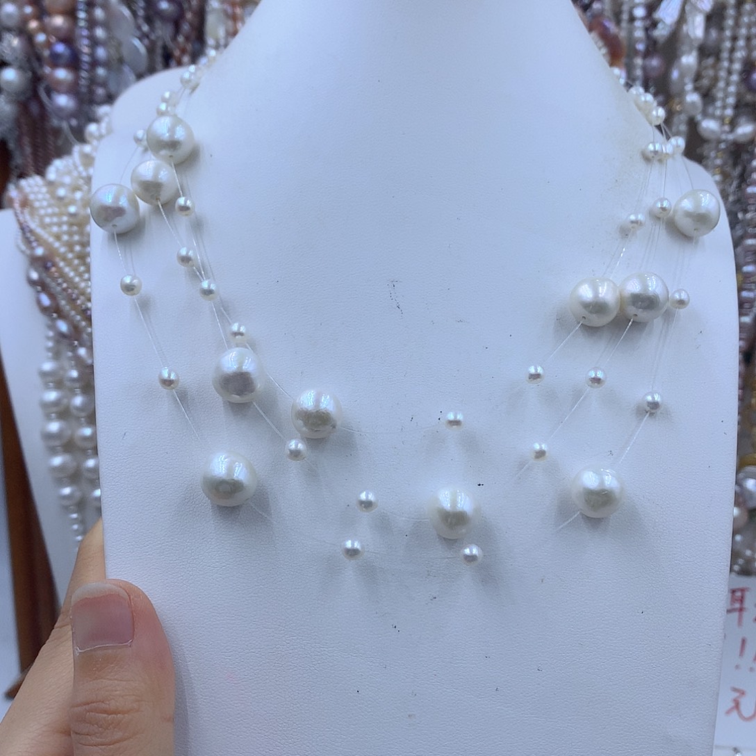 ****才淡水珍珠银S925镶嵌项链耳饰