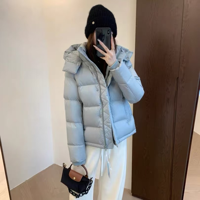 lulu鹅绒服羽绒服女款五格加厚保暖时尚泡芙连帽短款百搭冬季外套