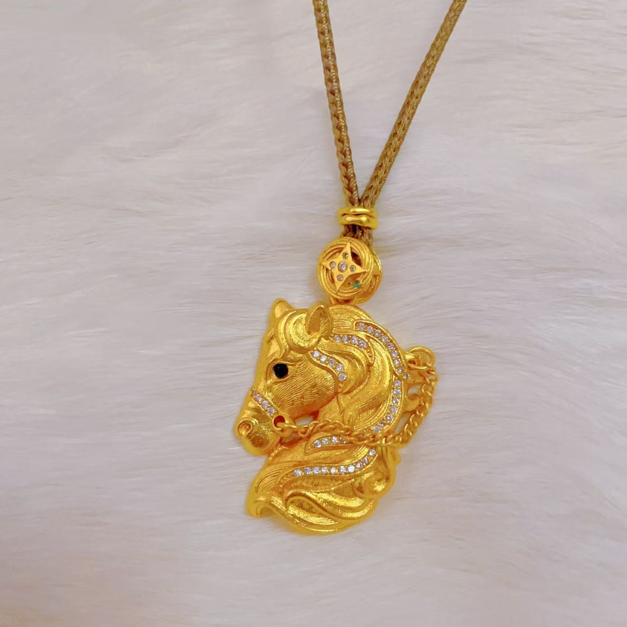 大师篆刻马配美拉德绳子项链毛衣链