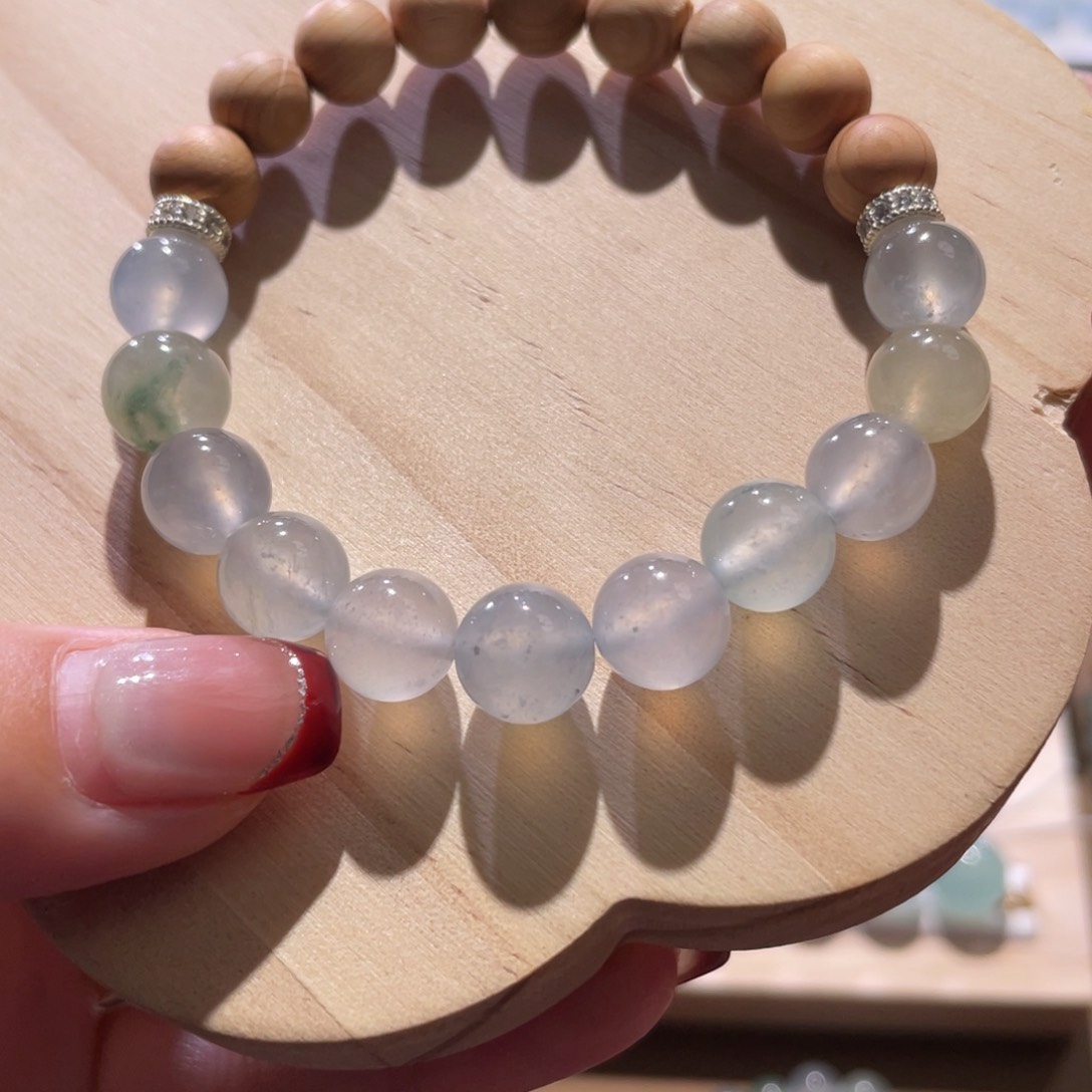 翡翠散珠天然缅a马卡龙半串