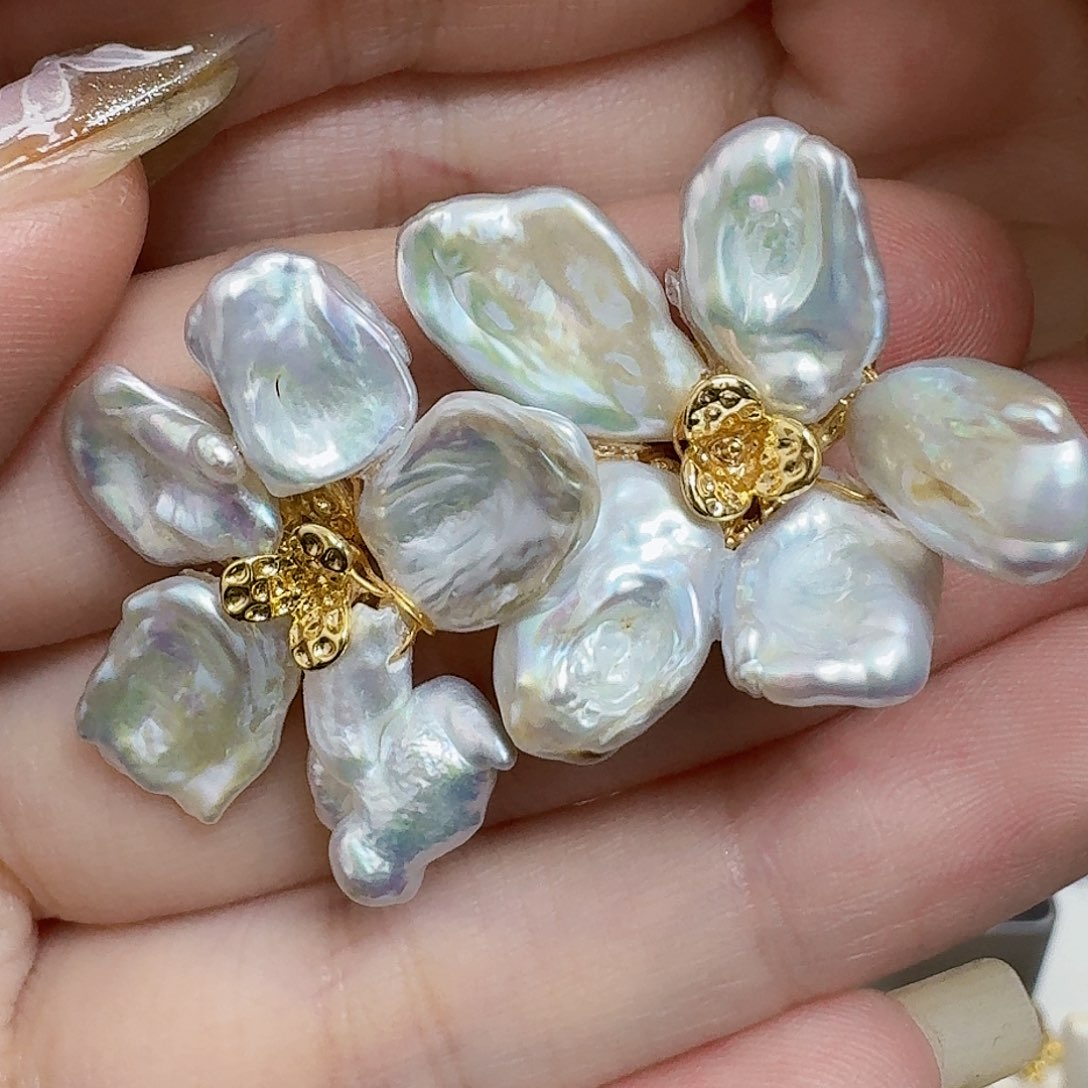 淡水珍珠耳饰合金