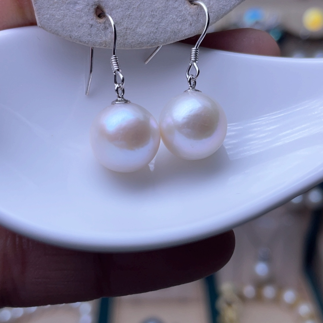 淡水珍珠耳环银S925镶嵌