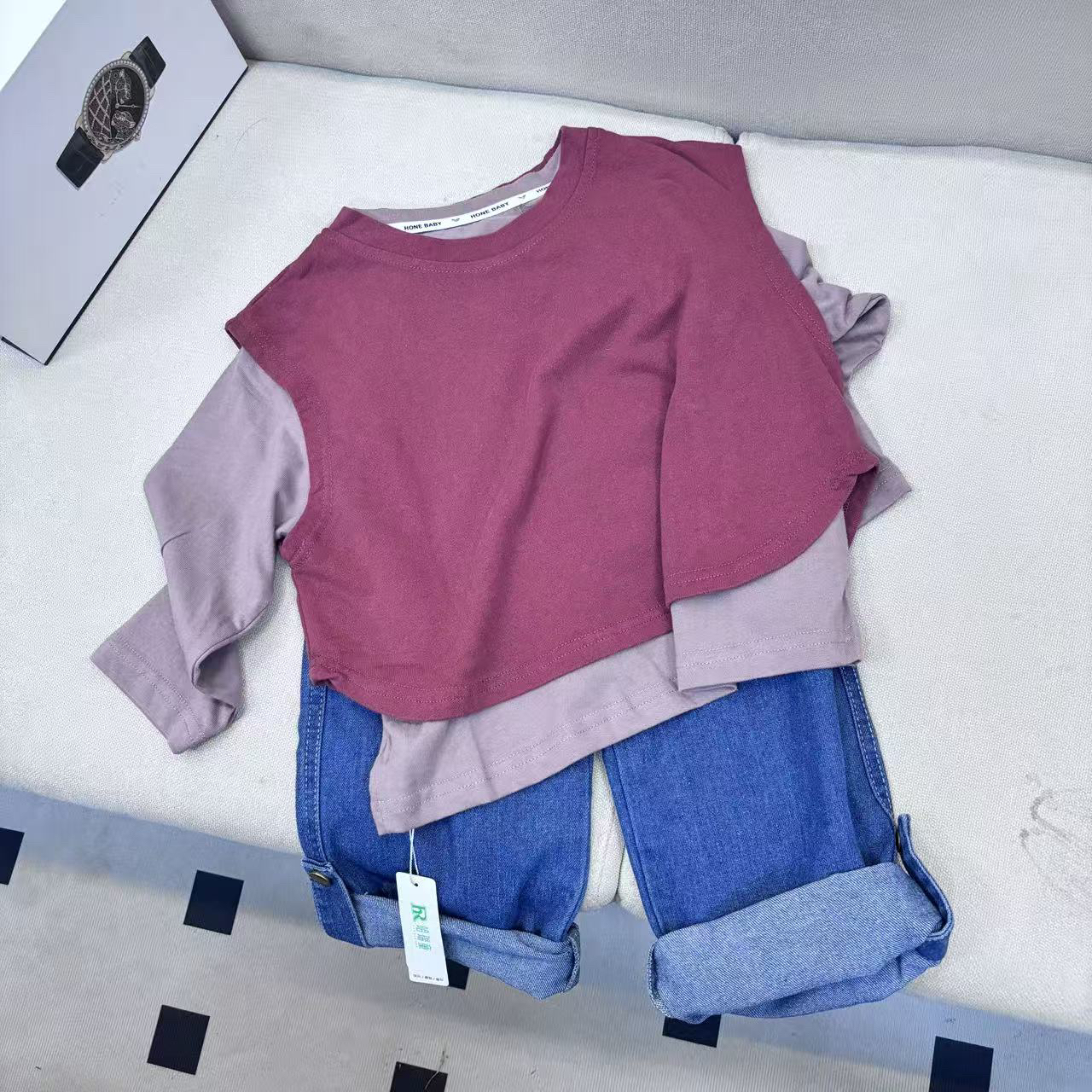 1590男女童长袖牛仔裤上衣三件套