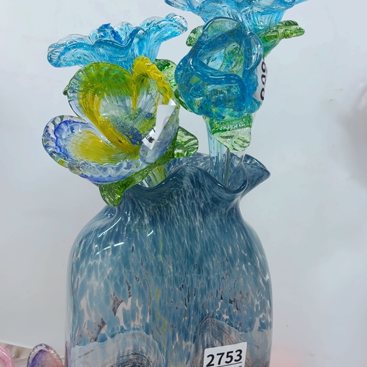 琉璃2753一套花瓶+4朵花家悦美居琉璃花瓶
