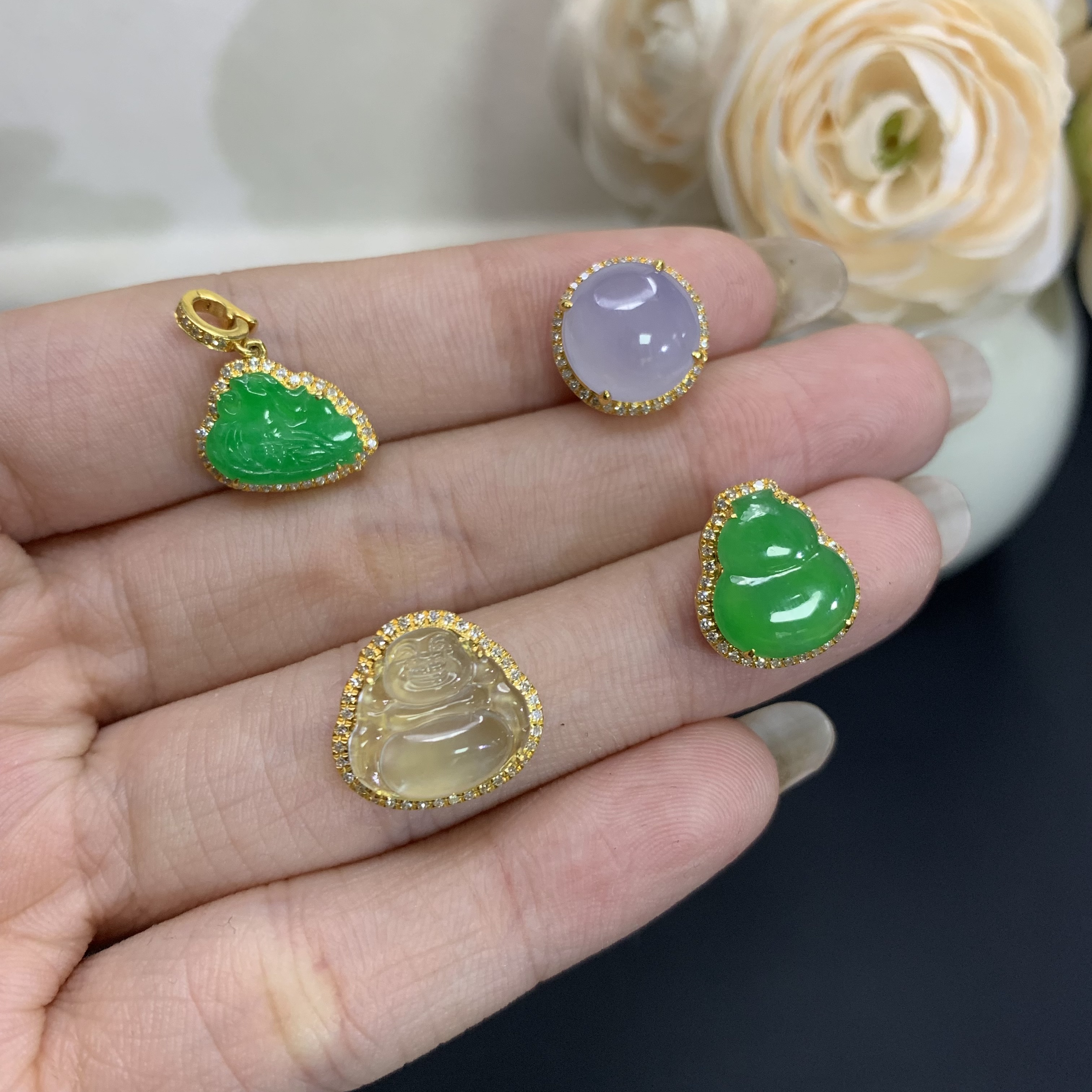 翡翠吊坠18K金镶嵌（多样性发其一）DJ6