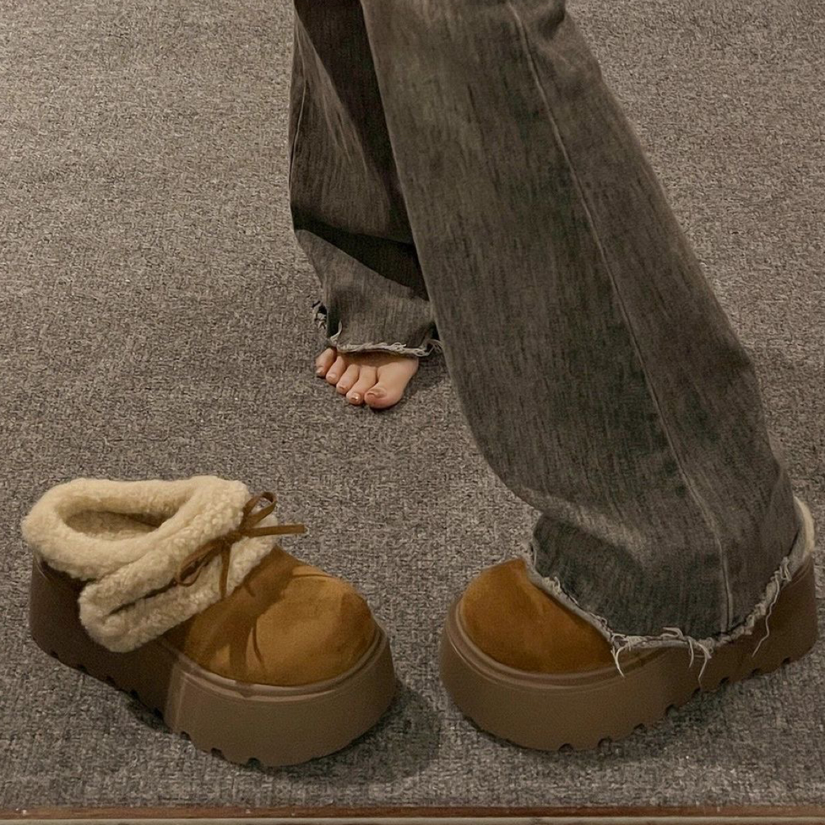 厚底女皮鞋网红时尚百搭女士透气黑色真皮春季潮鞋ins夏季网面