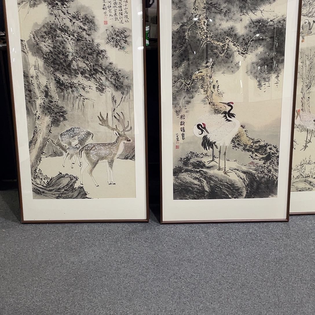 鸿***张国画手绘画作品带框60/120