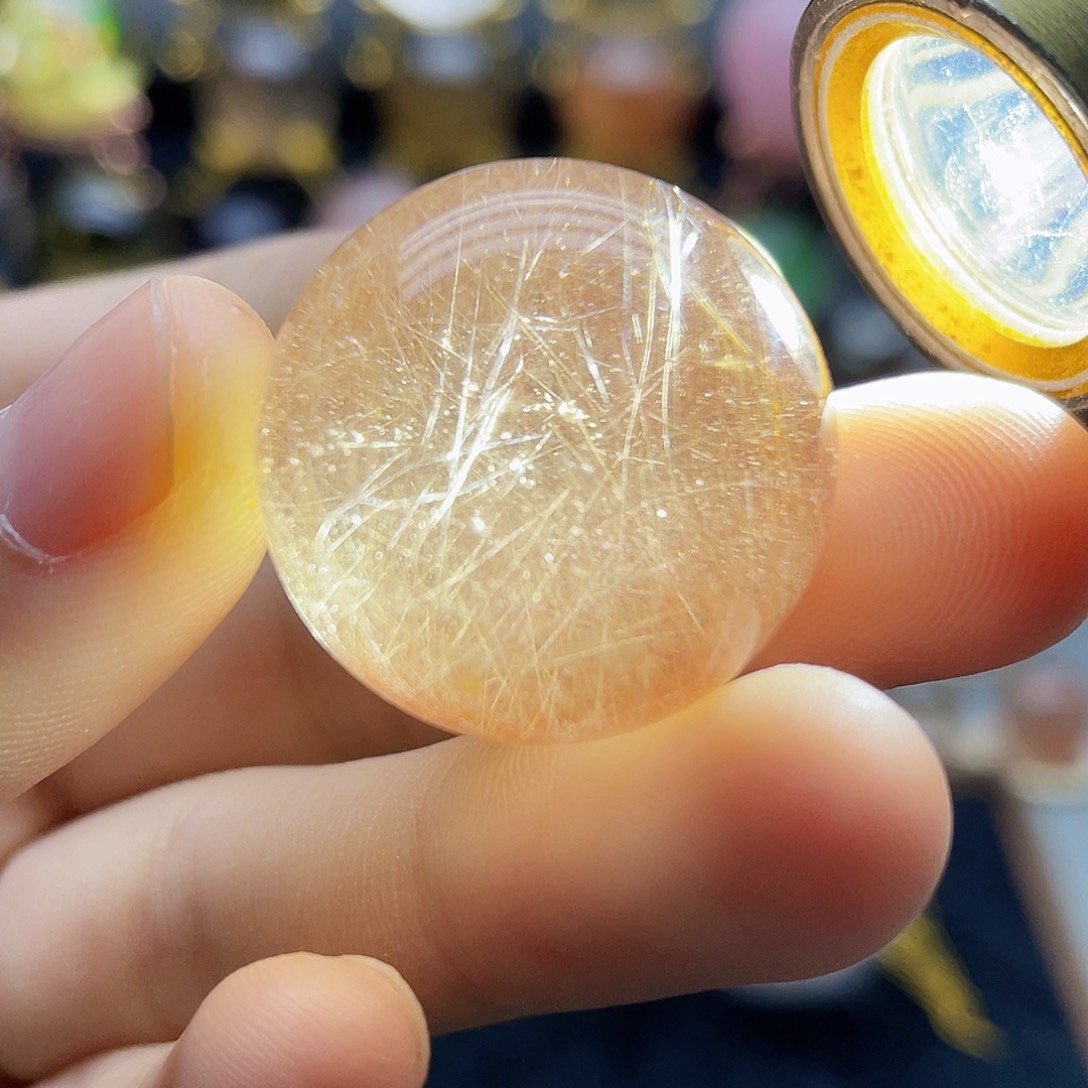 未镶嵌珠宝半成品水晶天然兔毛25.7mm