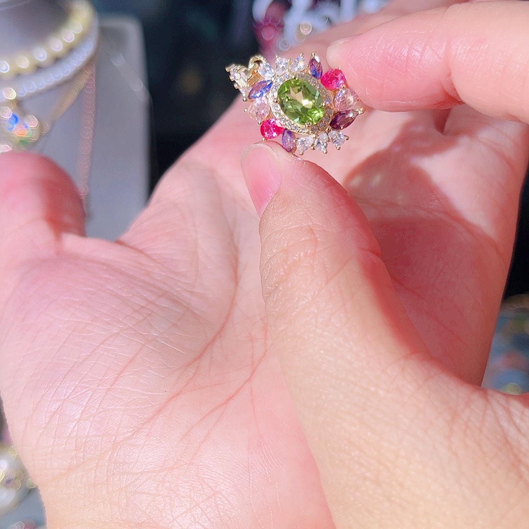 橄榄石项链银S925镶嵌