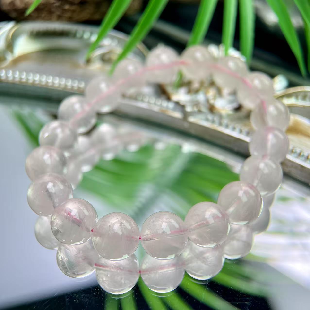 Ⅰ粉水晶圆珠单圈手串8-14mm+合集 FX-5664（天然微棉）