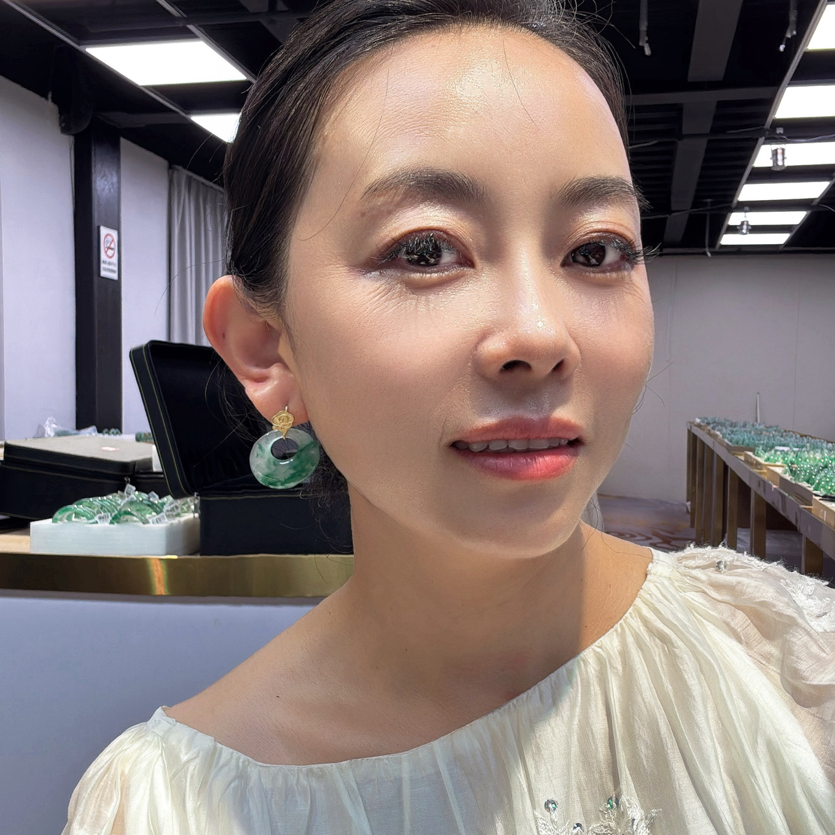 【云岭珠宝】偏爱 天然玉石非洲翠冰飘花耳坠 多样性发其一