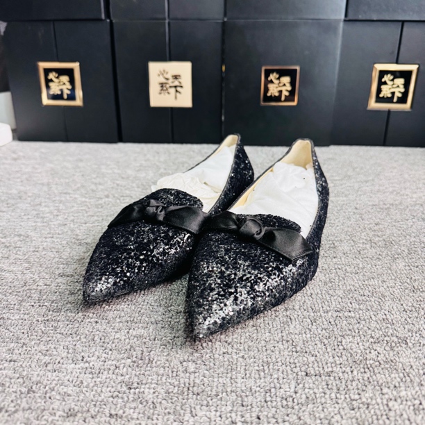99新 JIMMY CHOO/吉米周 蝴蝶结亮片单鞋39码ysc1624