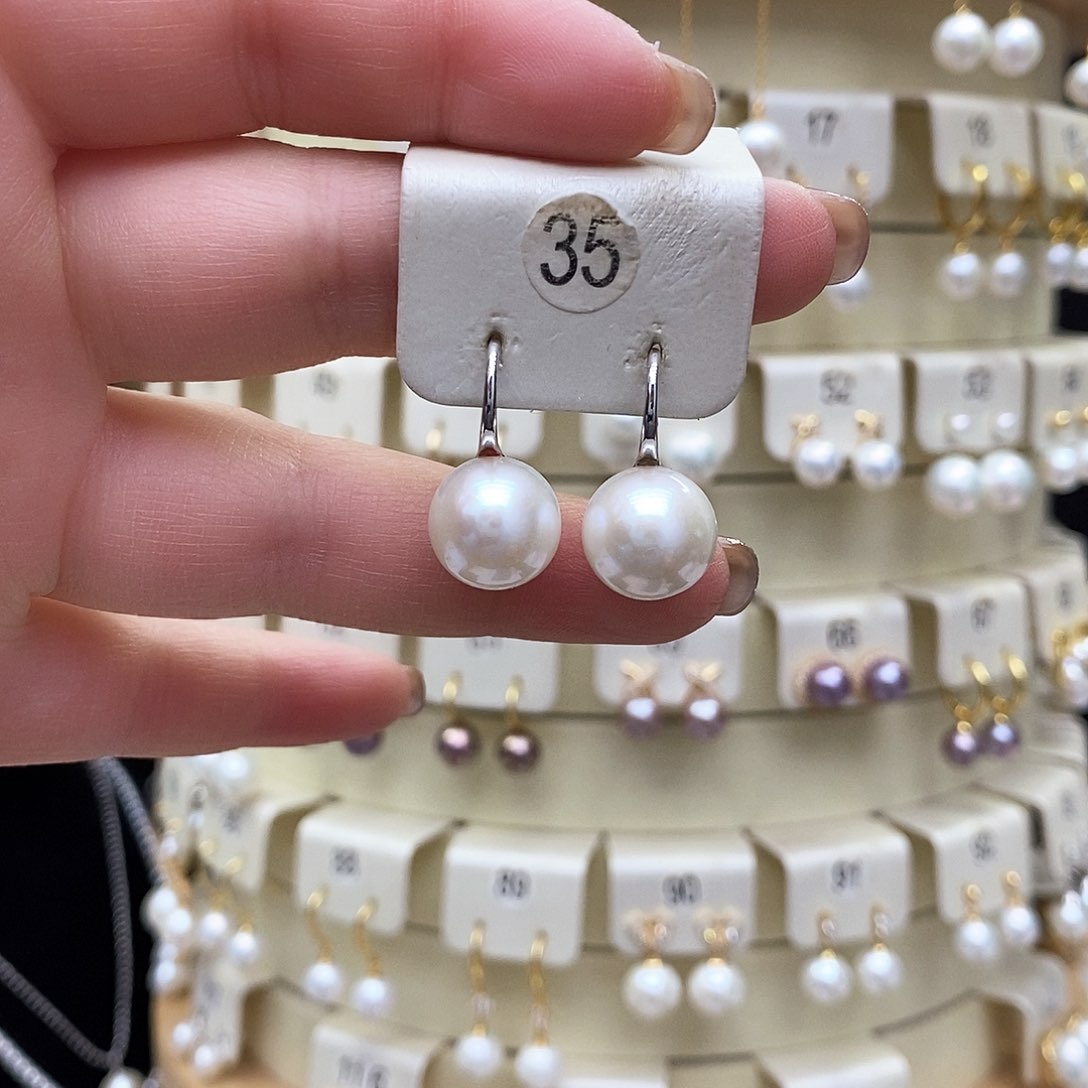 淡水珍珠耳饰银S925镶嵌