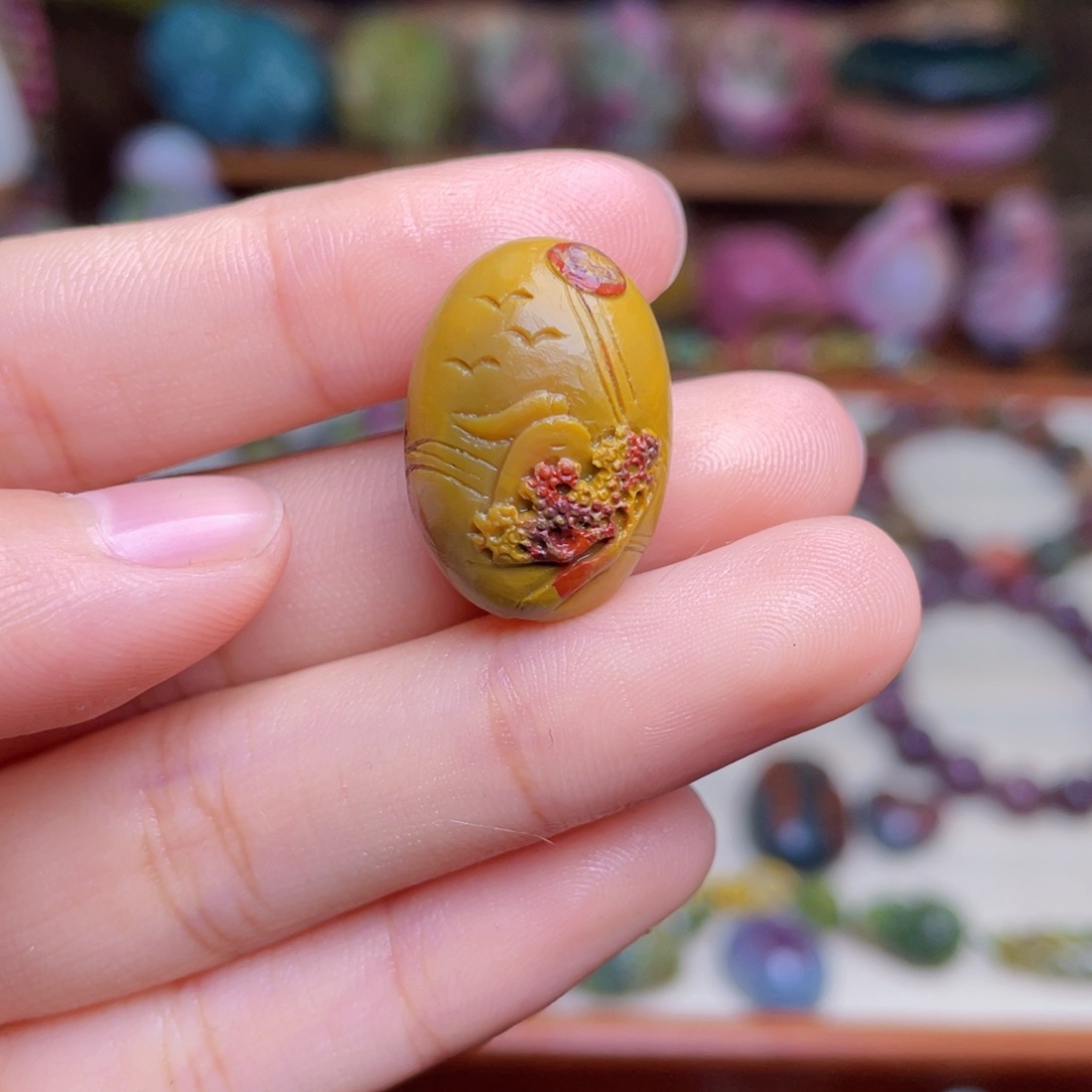 玛瑙/玉髓珠宝半成品未镶嵌盐源玛瑙苏工山水蛋蛋