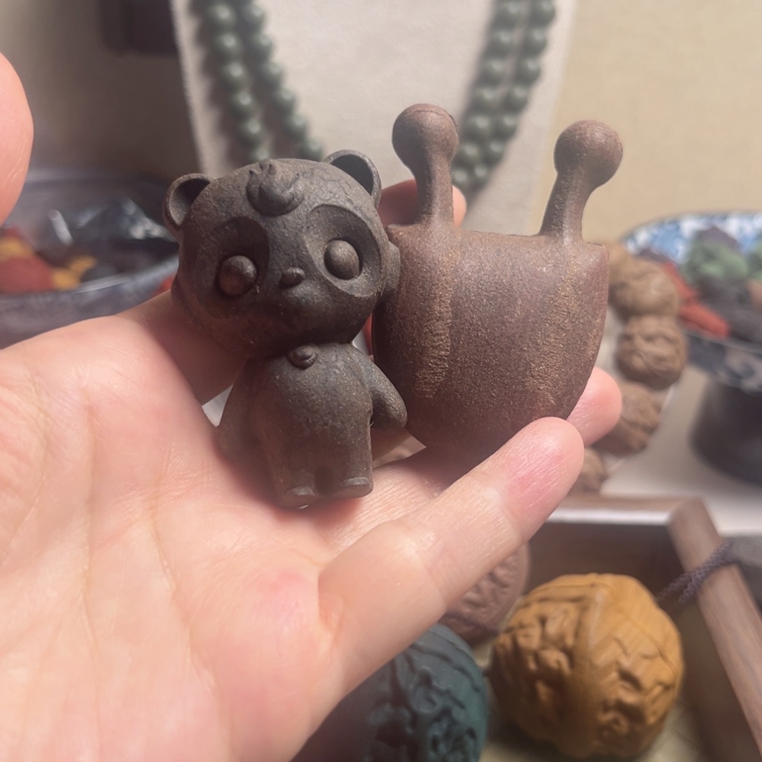 泥塑温宫固元魔丸手把件➕鼻刮