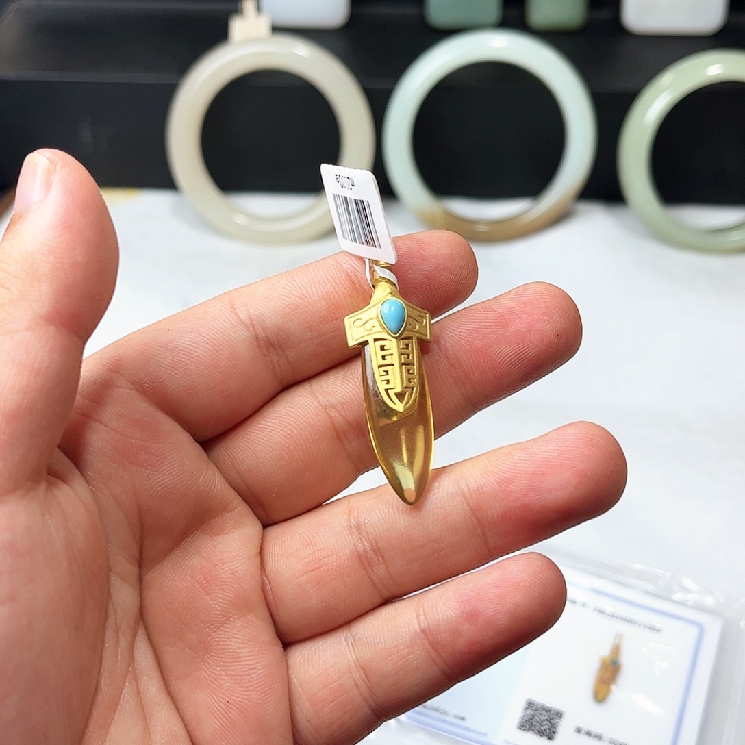 蓝珀银S925镶嵌吊坠(不含链)13