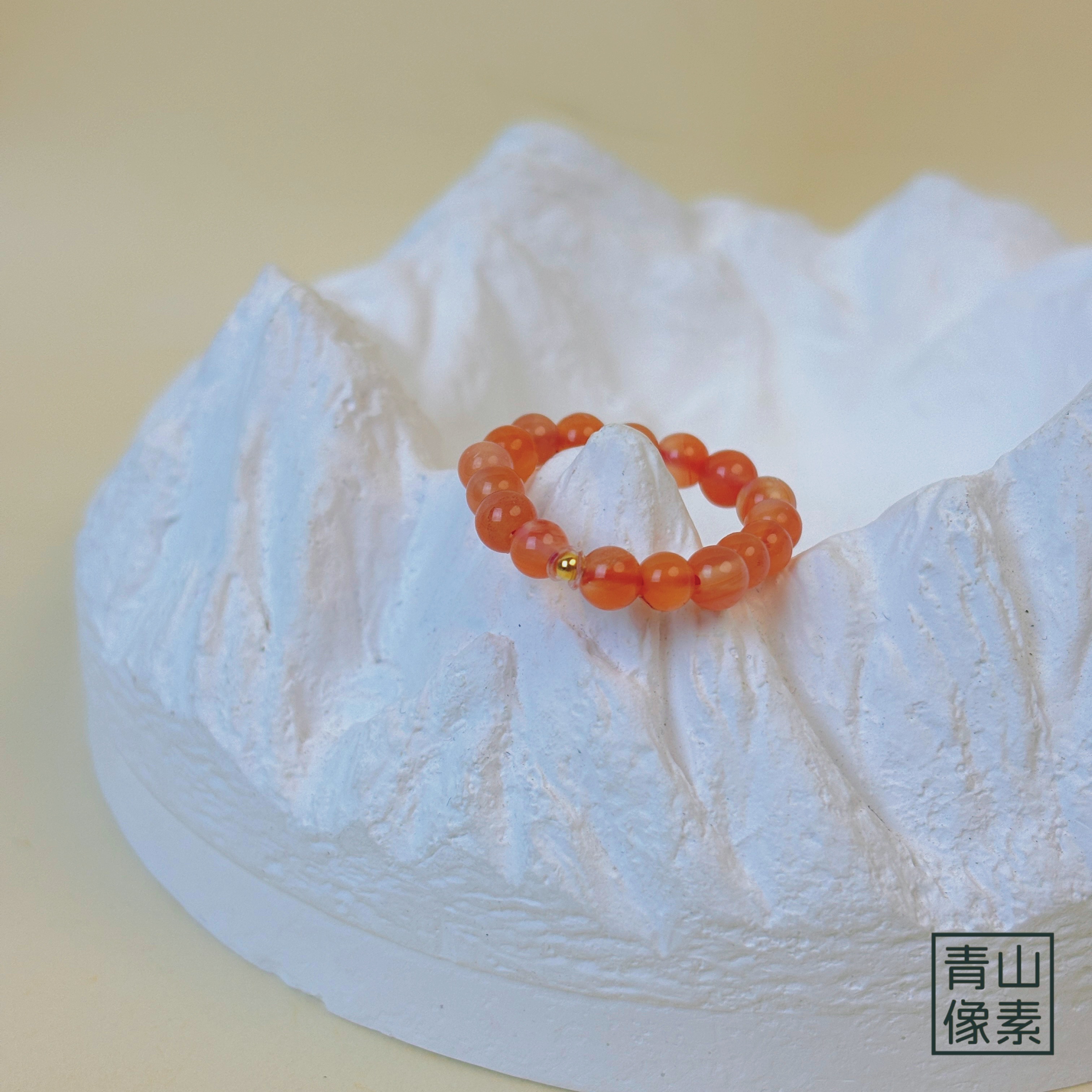 青山像素天然冰飘南红单圈戒指18k金（多样性发其一）