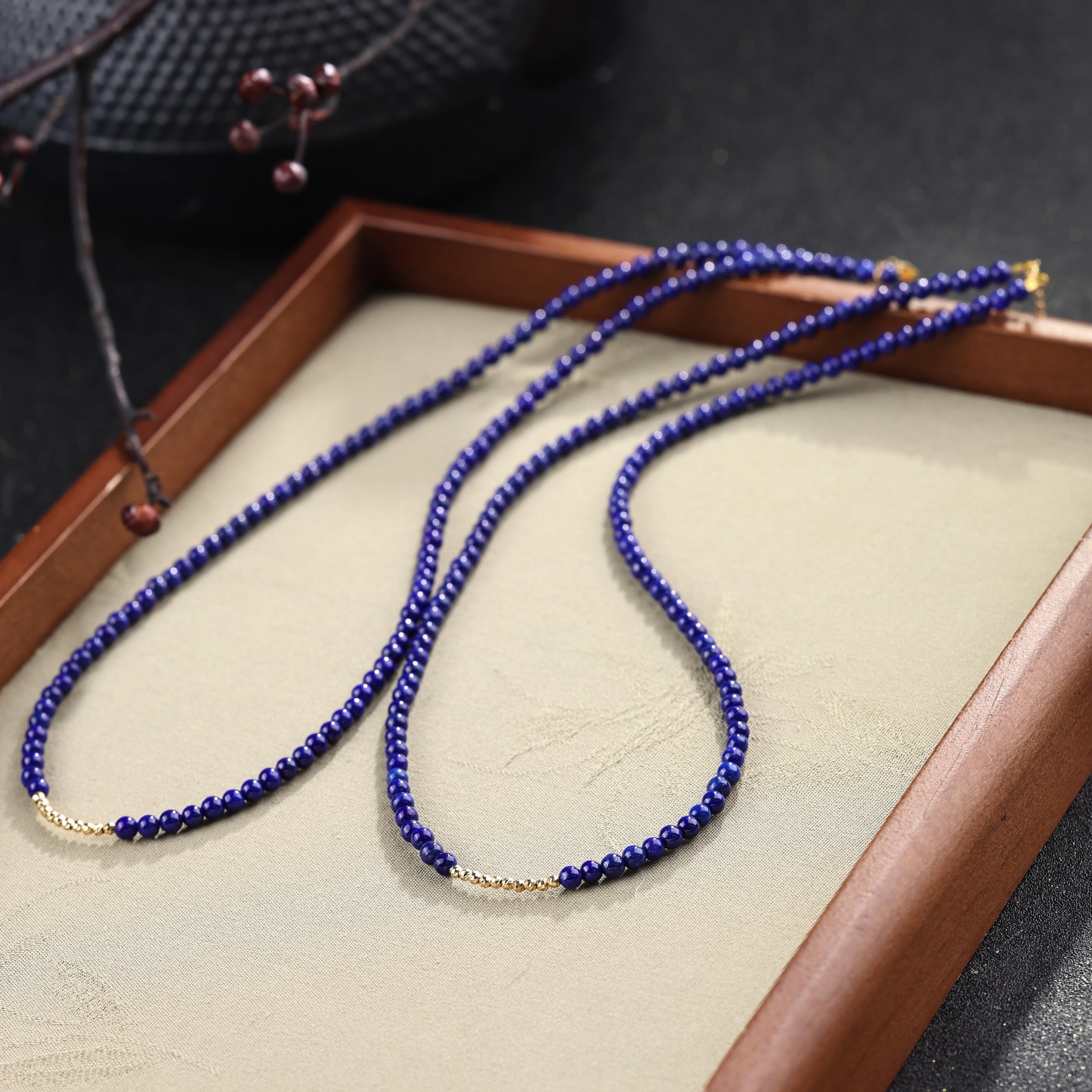 【举石臻选】TA1227-3793-46青金石项链18k（一件/多样性发/约3mm+）H