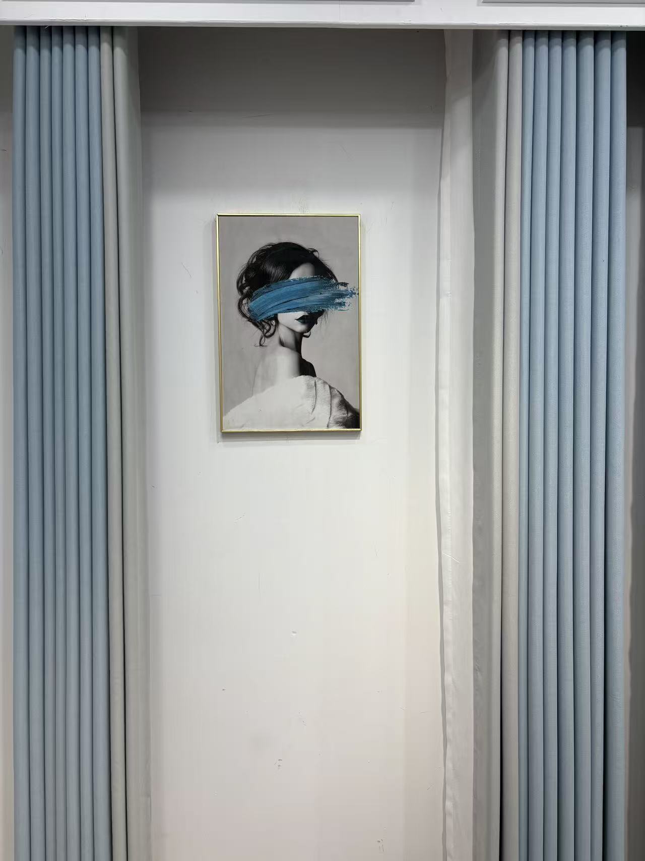 新款加厚麻料黑金系列：蓝灰（成品窗帘）