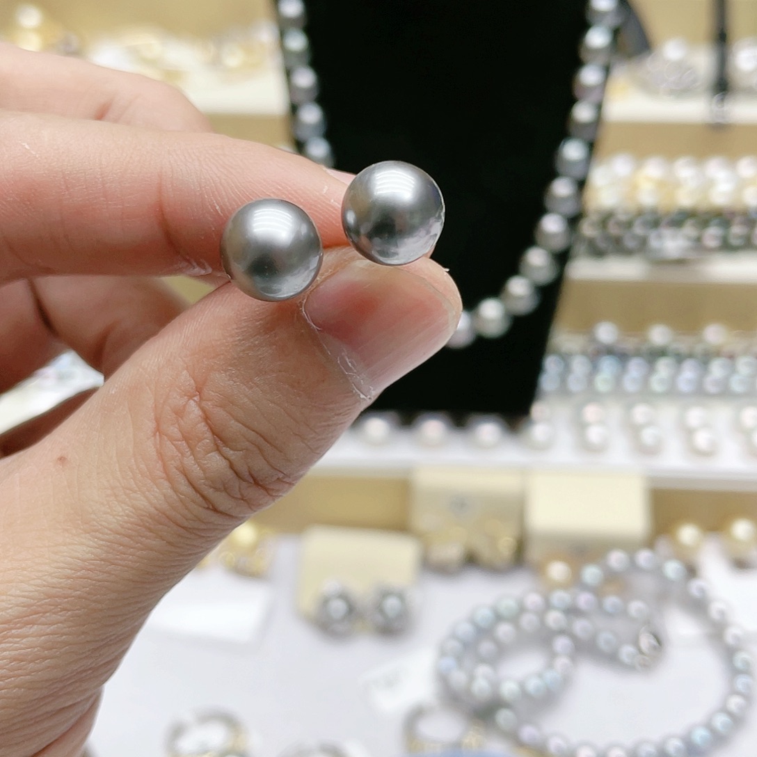 海水珍珠耳饰银S925镶嵌