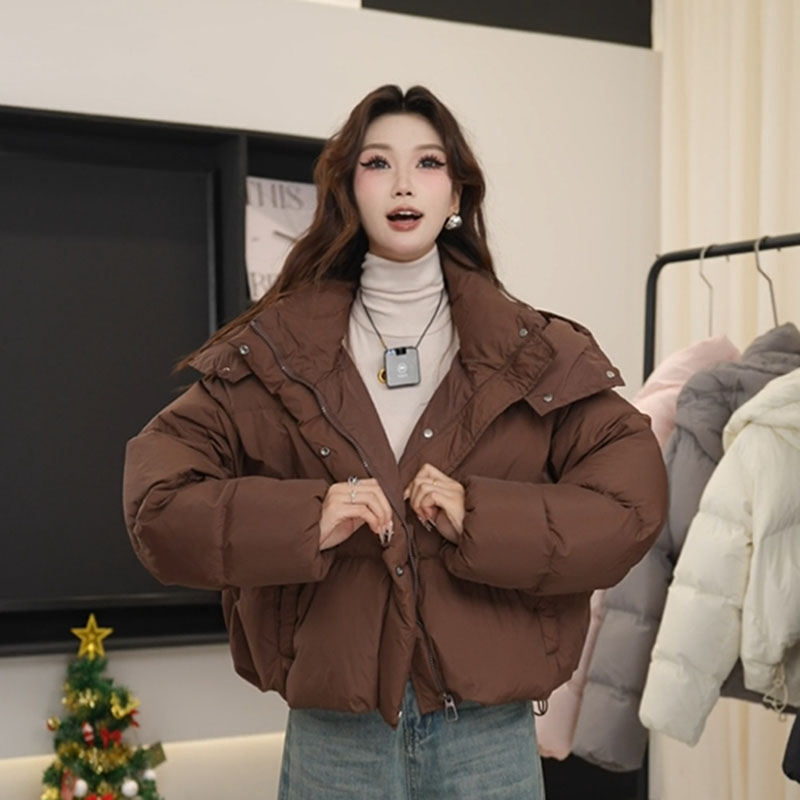 2025年新款宽松型百搭白鸭绒羽绒服时尚短款长袖厚款保暖女装外套