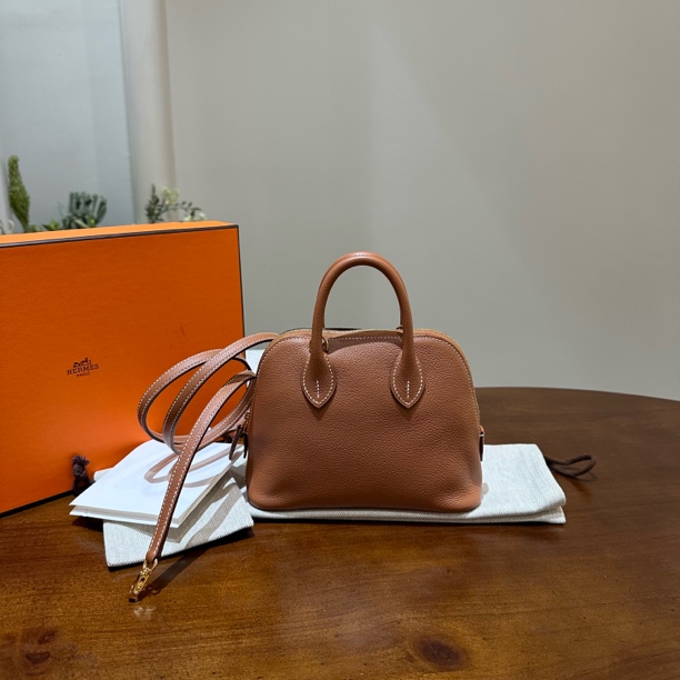 未使用 Hermes/爱马仕 mini bolide保龄球金棕