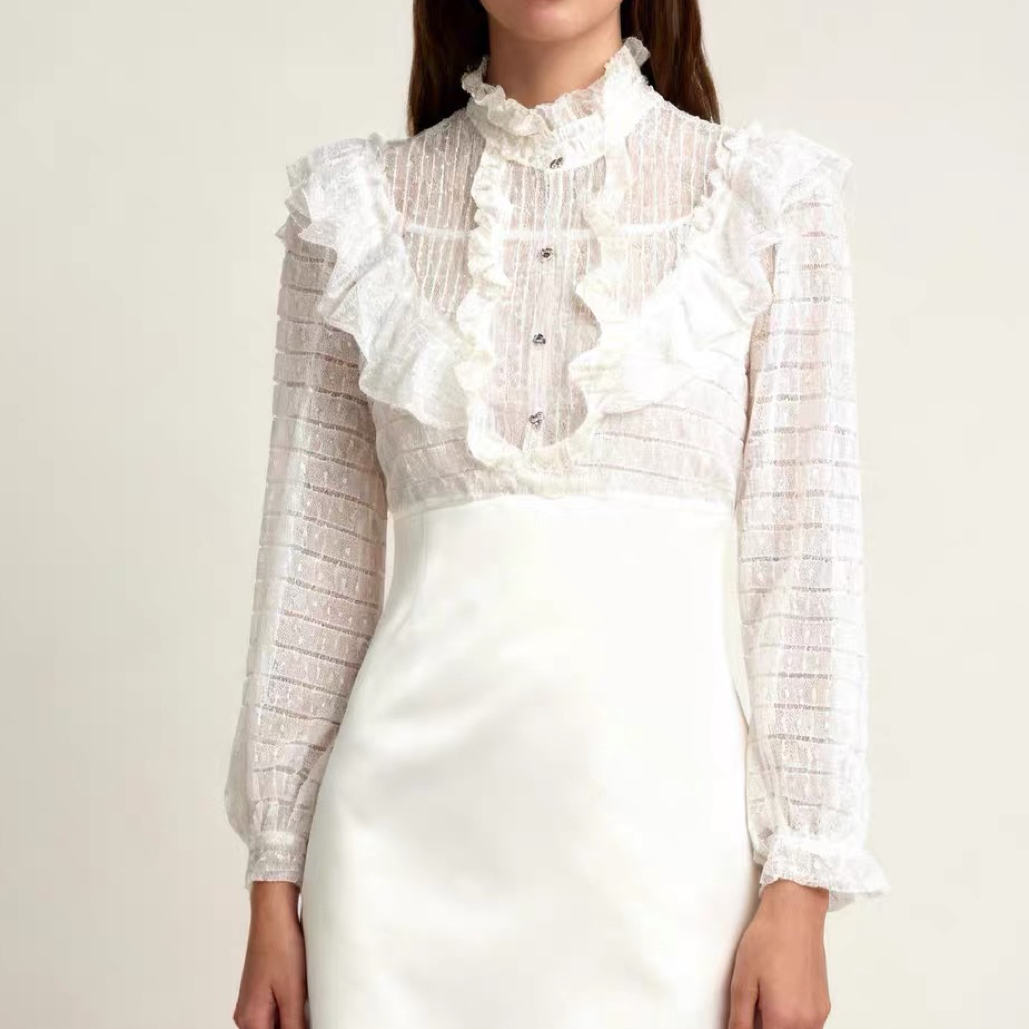 99新 MIU MIU/缪缪 白色蕾丝连衣裙/40码/E00742