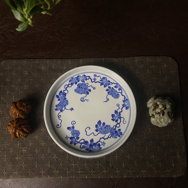 仿古瓷 仿明清官窑 青花瓜果纹壶承非遗传承人 振鹭堂