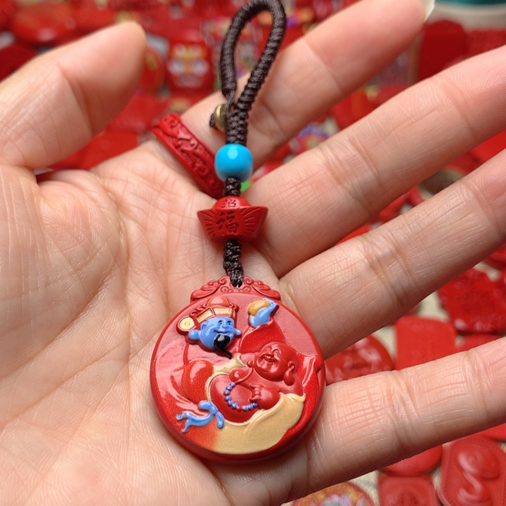 天然辰砂工艺品朱砂钥匙扣