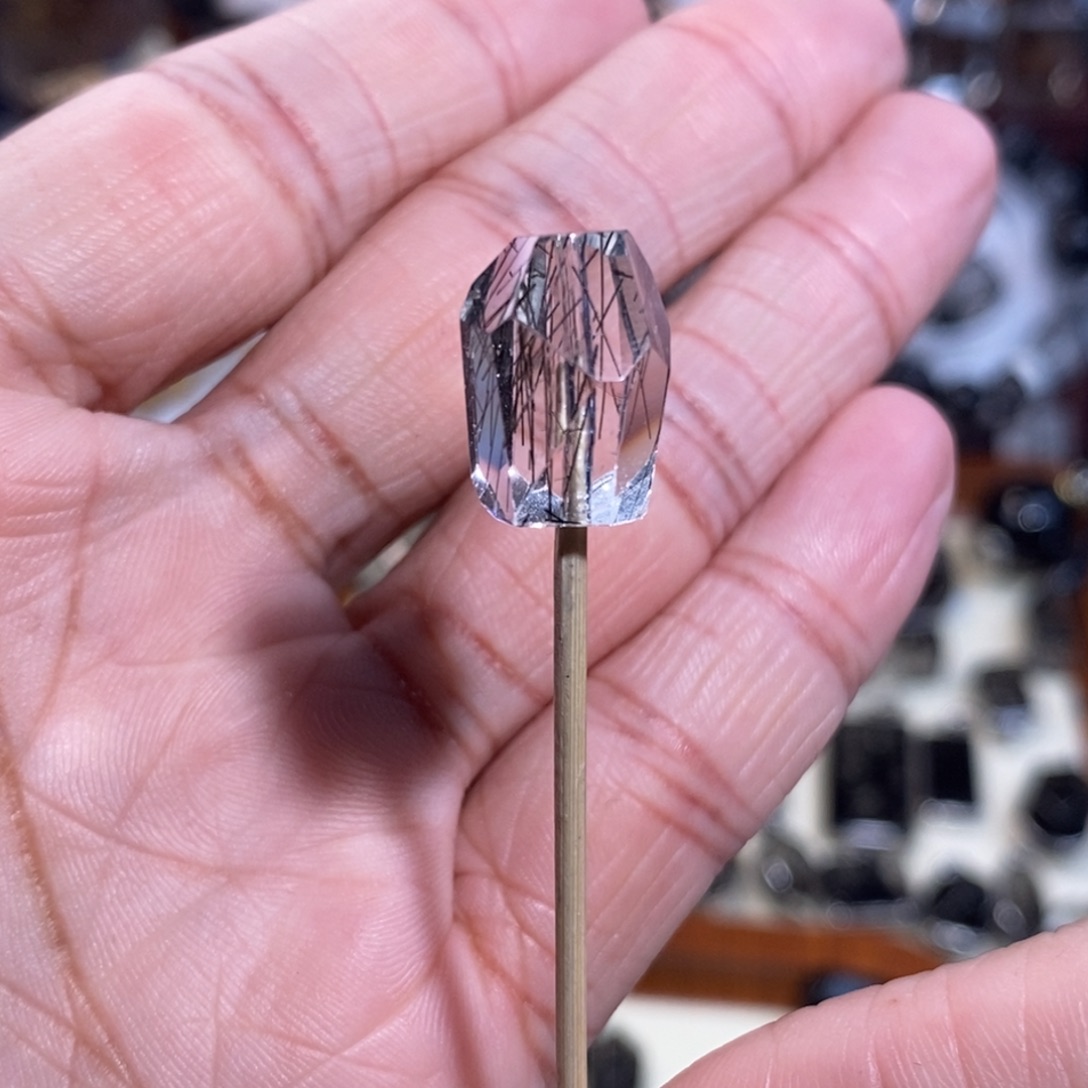 元***.手链水晶未镶嵌黑发晶随形15×10×10全透体