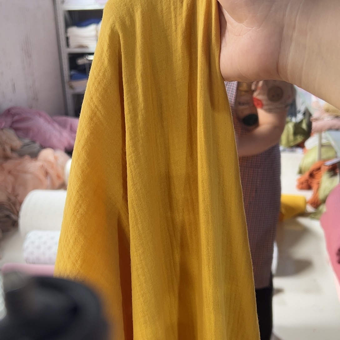 棉黄色泡泡双层纱布2米