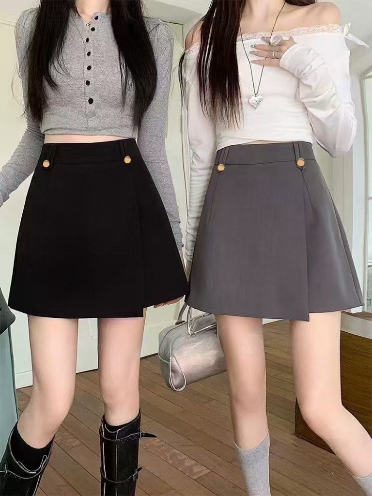 小众设计感西装半身裙高腰A字短裙2025春季新款不规则防走光