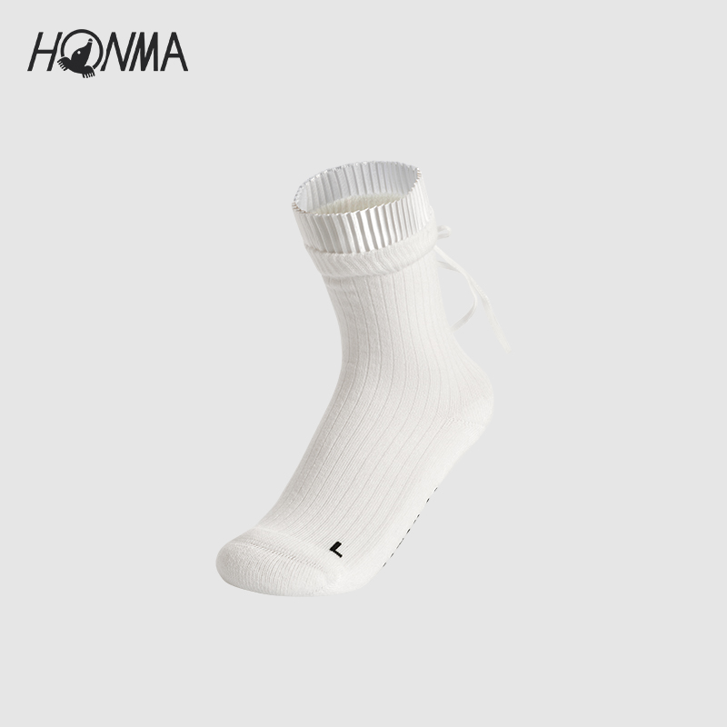 HONMA高尔夫女士袜子百褶袜口蝴蝶结短袜HWKX012B014
