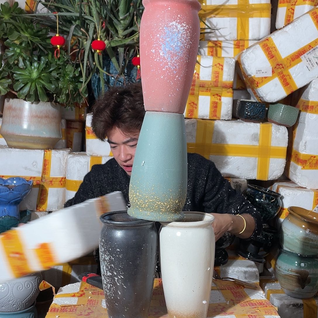 无铅玻璃宜兴紫砂花盆